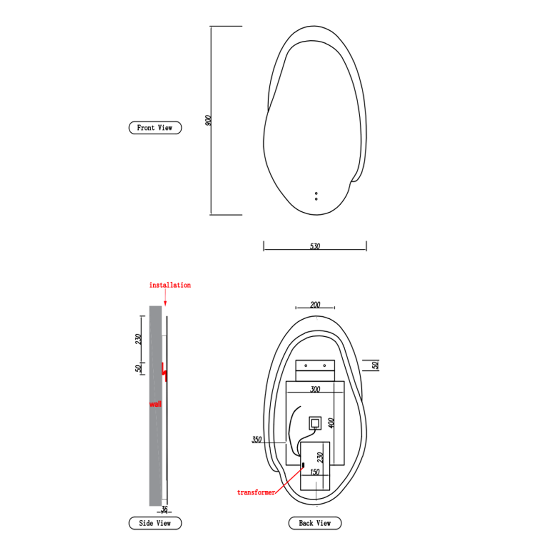 Aulic Evanston Mirror 530mm With Matte White Acrylic Edge Matte White