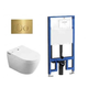 Aulic Lafeme Sesto Inwall Cistern Wall Hung Smart Toilet With Brushed Gold Flush Plate