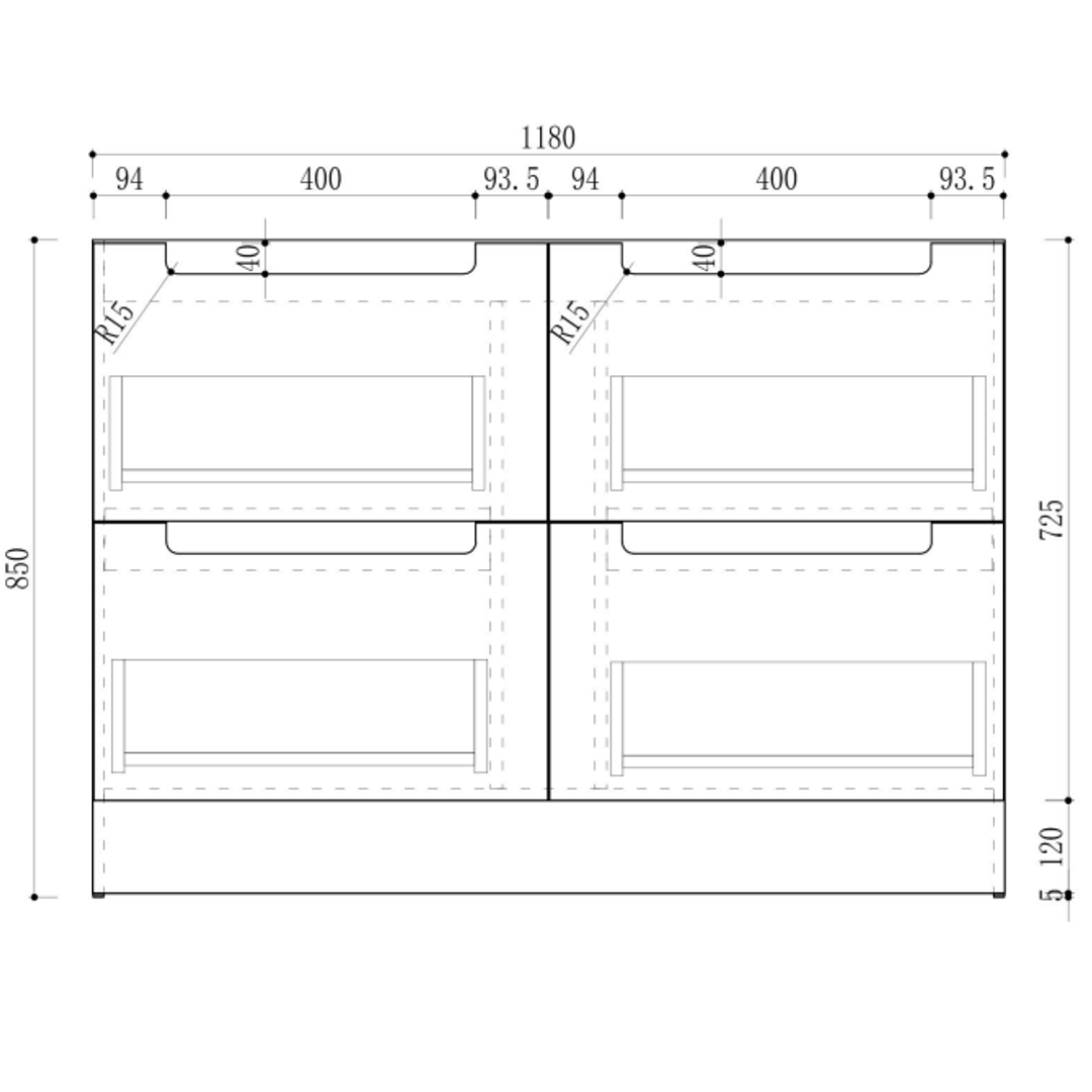 Aulic Lovina Floor Standing Harvest Oak Fluted Cabinet 1200X460X425mm With Alpine Undermount Stone Top