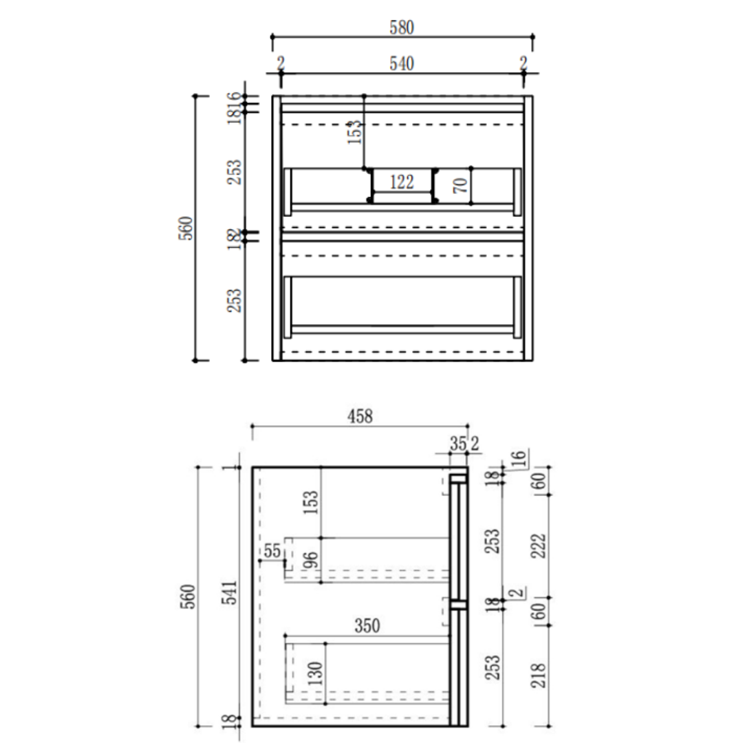 Aulic Venetta Framed Wall Hung 600Mm Walnut Cabinet 580X458X560Mm