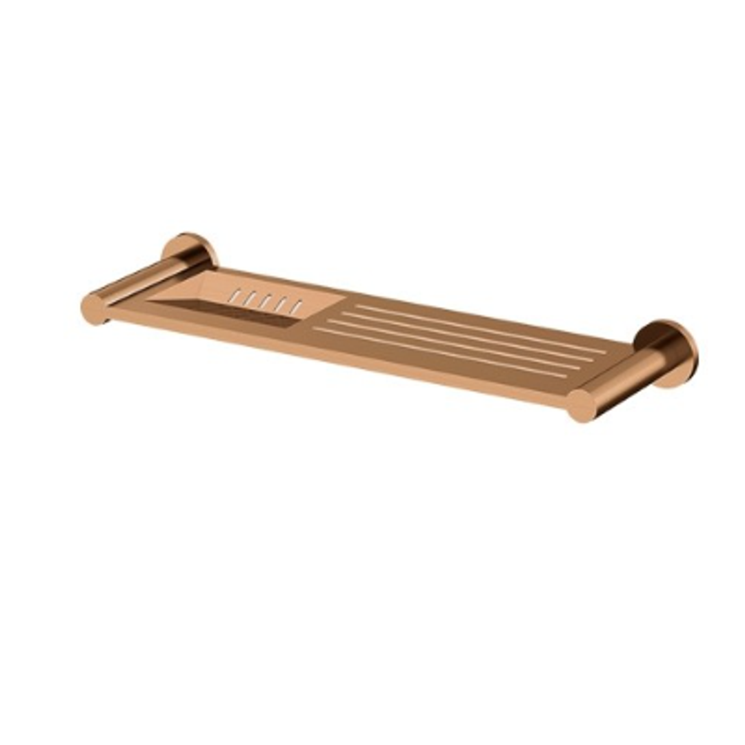 Streamline Axus Stainless Steel Shelf With Soap Dish 37cm - Brushed Rose Gold PVD
