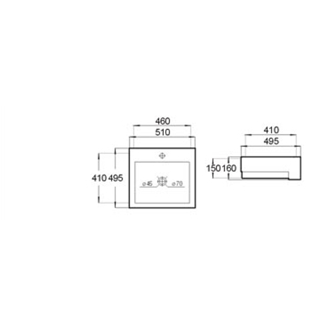 Ostar Semi Recessed Basin 510 X 495 X 160mm Tb-207  1Th