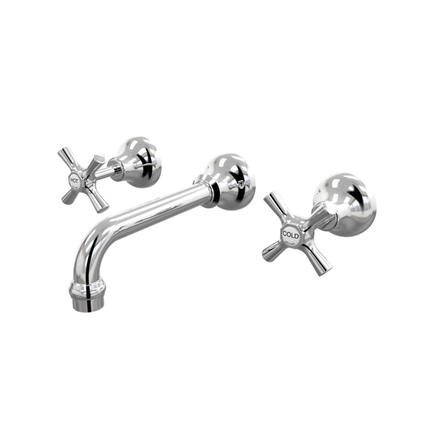 Par Bell Wall Bath Set 160mm Fixed White & Chrome