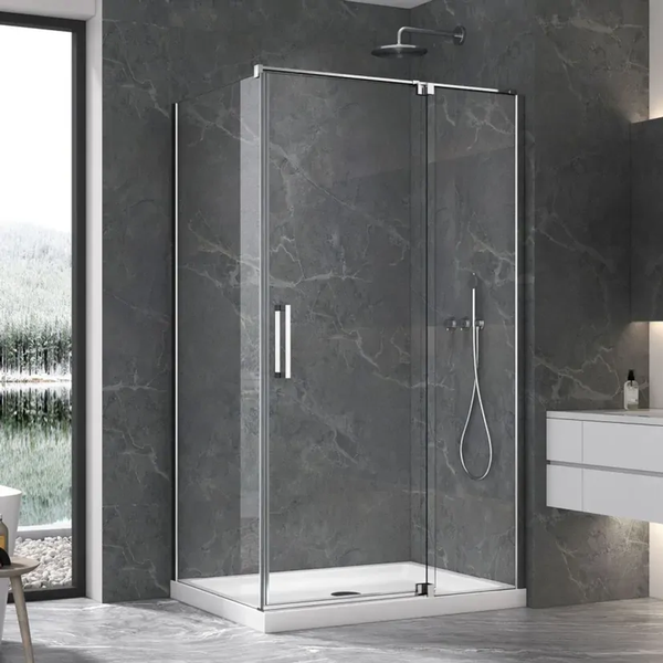 Oceano Profile Shower Screen Chrome Return Panel 845-865Mm With Easy Clean Coating
