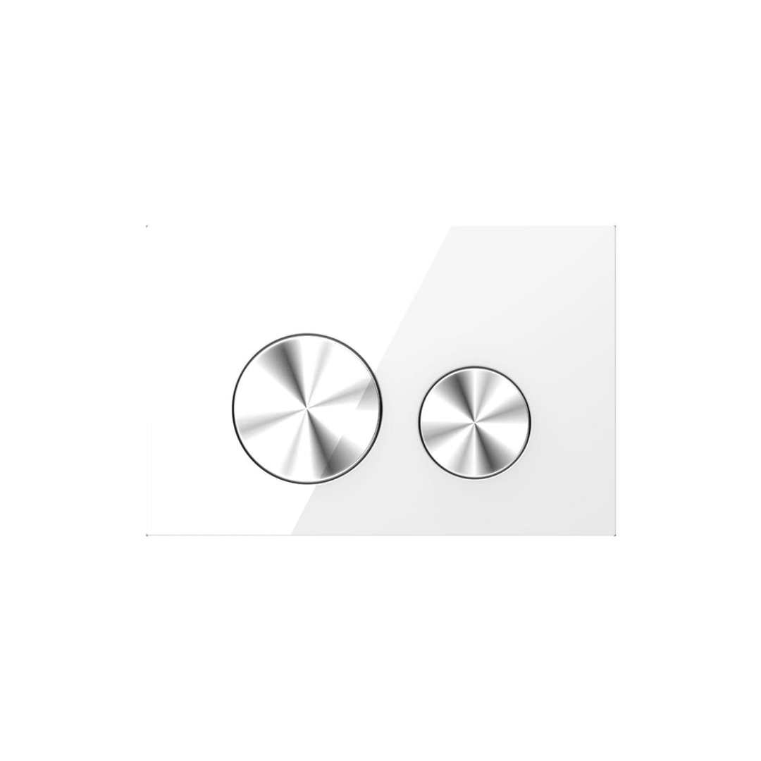 Belbagno Dual Flush Plate White Glass Silver Buttons Bb-1104-Wg-Bs