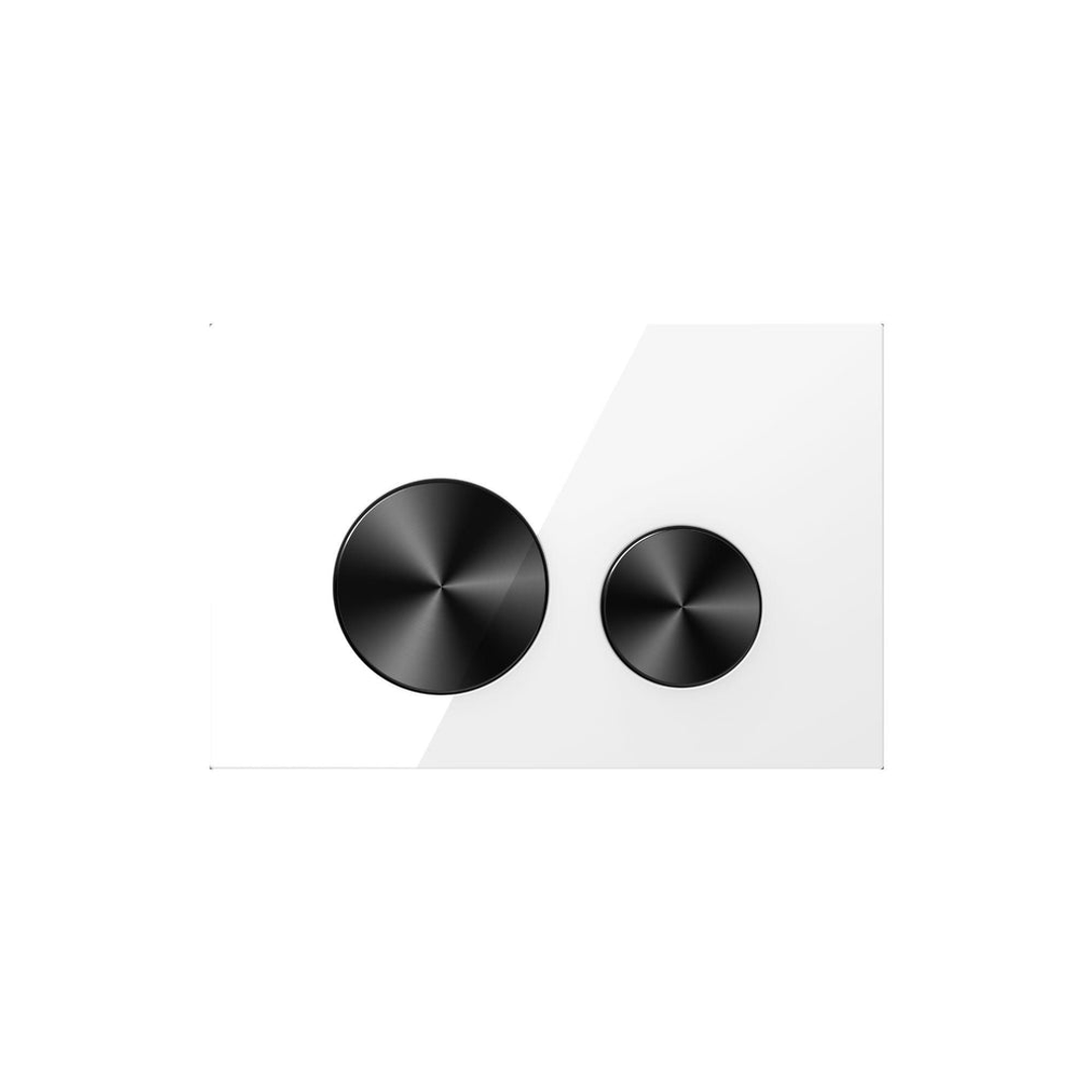 Belbagno Dual Flush Plate White Glass Black Buttons Bb-1104-Wg-Mb