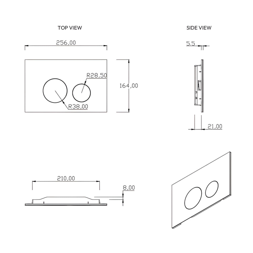 Belbagno Dual Flush Plate Stainless Steel Round Matte Black Bb-1105-Ss-Mb