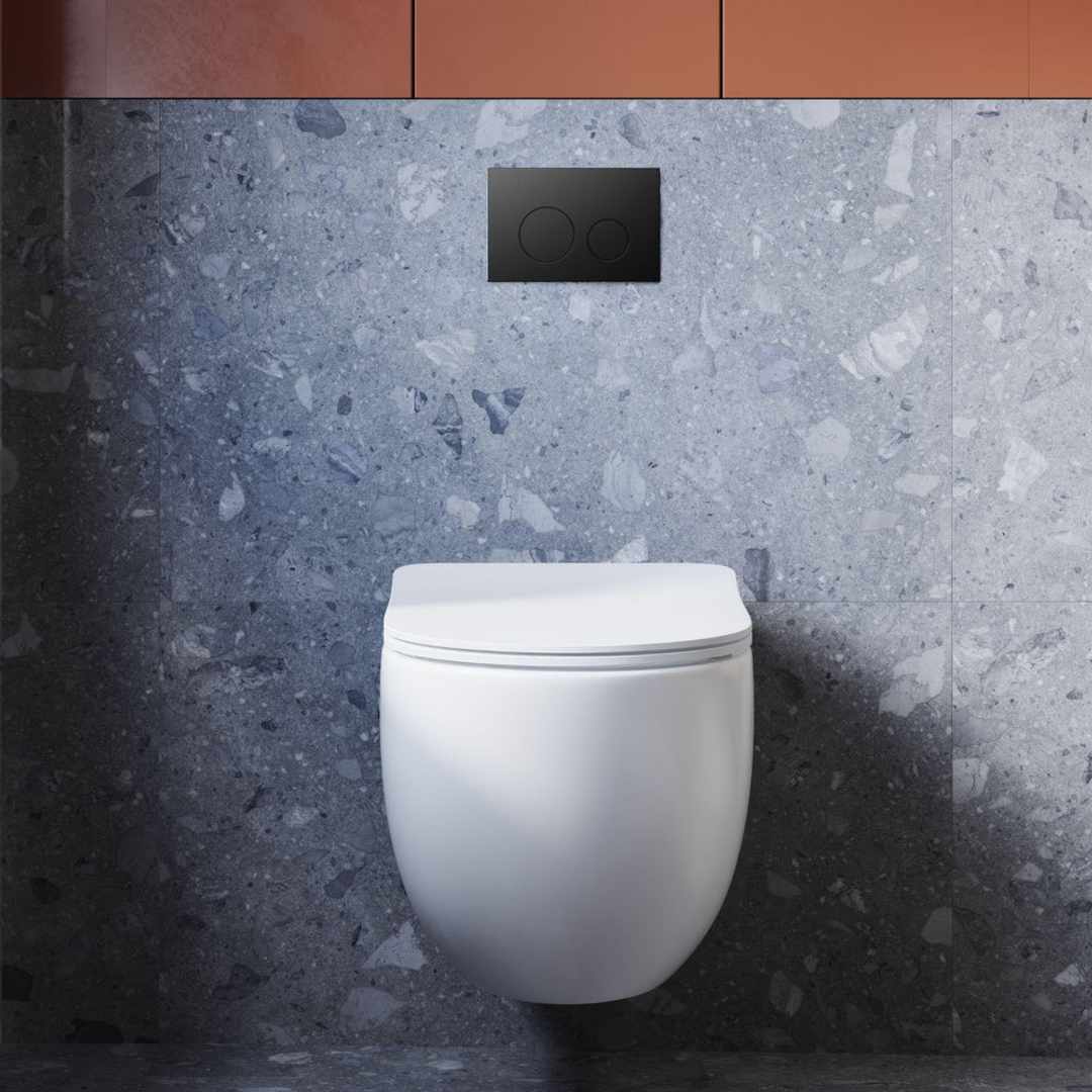 Belbagno Dual Flush Plate Stainless Steel Round Matte Black Bb-1105-Ss-Mb