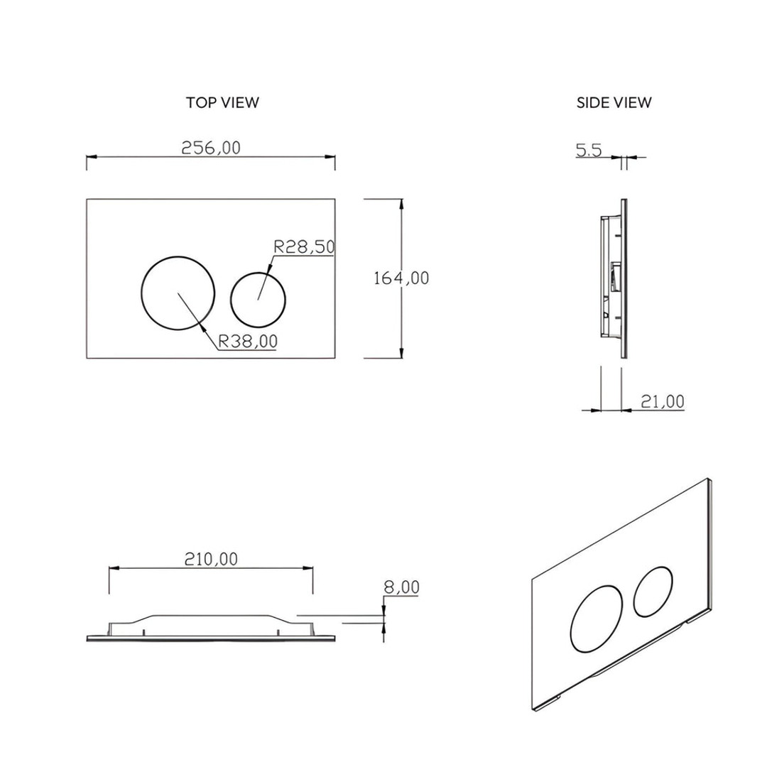 Belbagno Dual Flush Plate Abs White Bb-1201-Ab-Mw