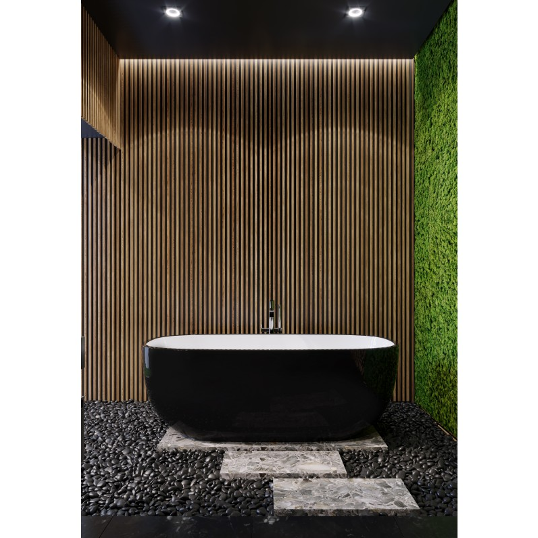 Bel Bagno Sapphire Bath Black Exterior White Interior 1650mm
