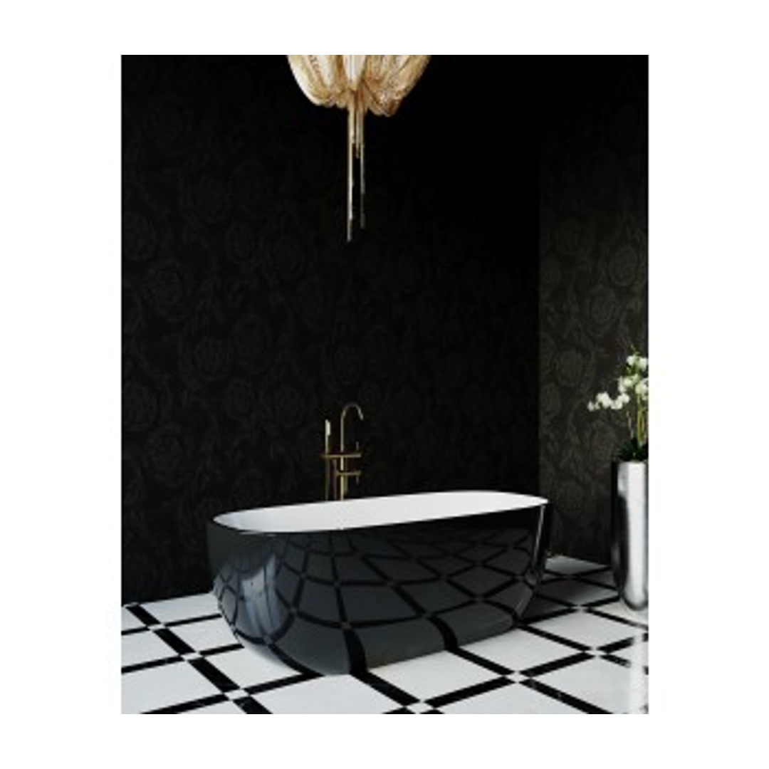 Bel Bagno Sapphire Bath Black Exterior White Interior 1650mm
