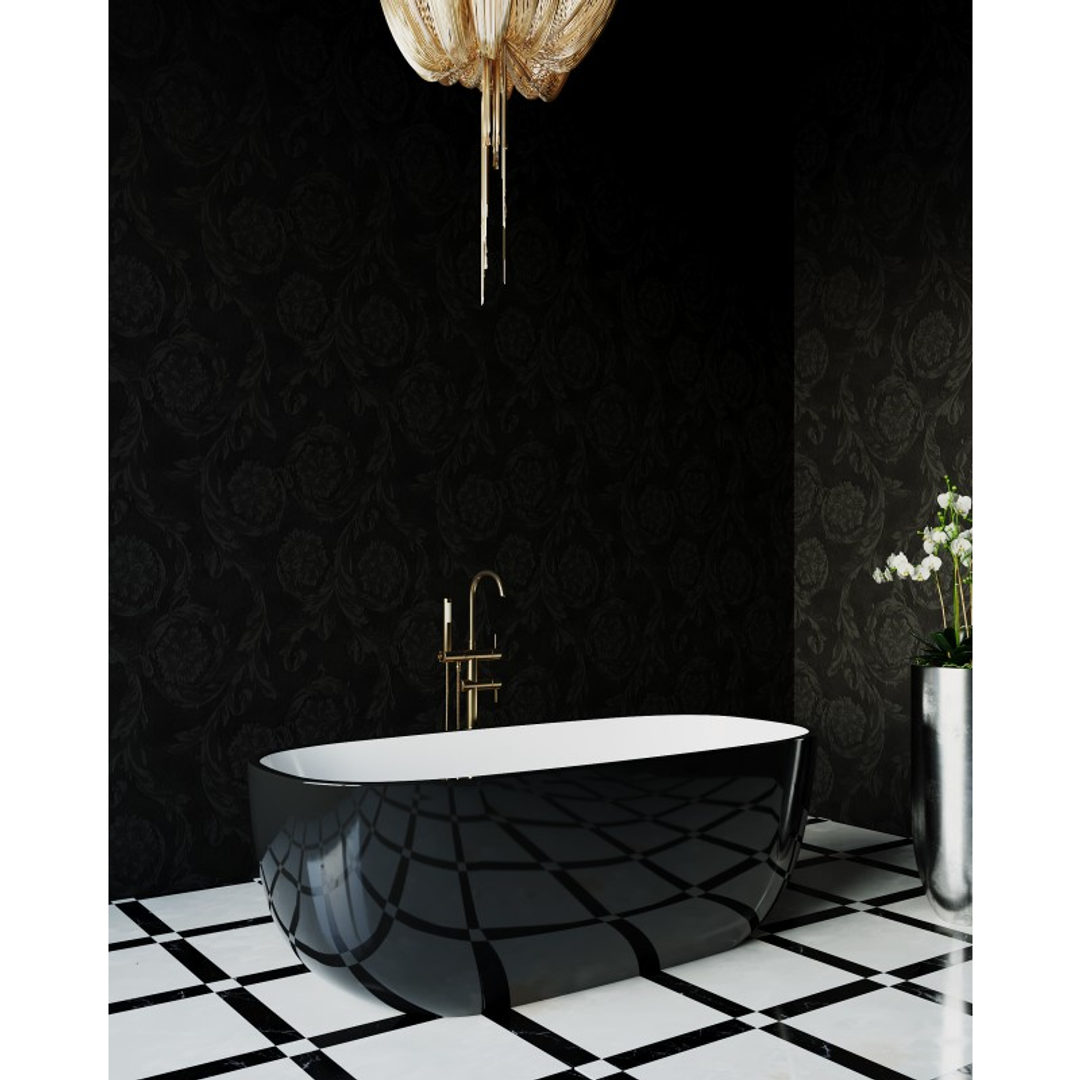 Bel Bagno Sapphire Bath Black Exterior White Interior 1650mm