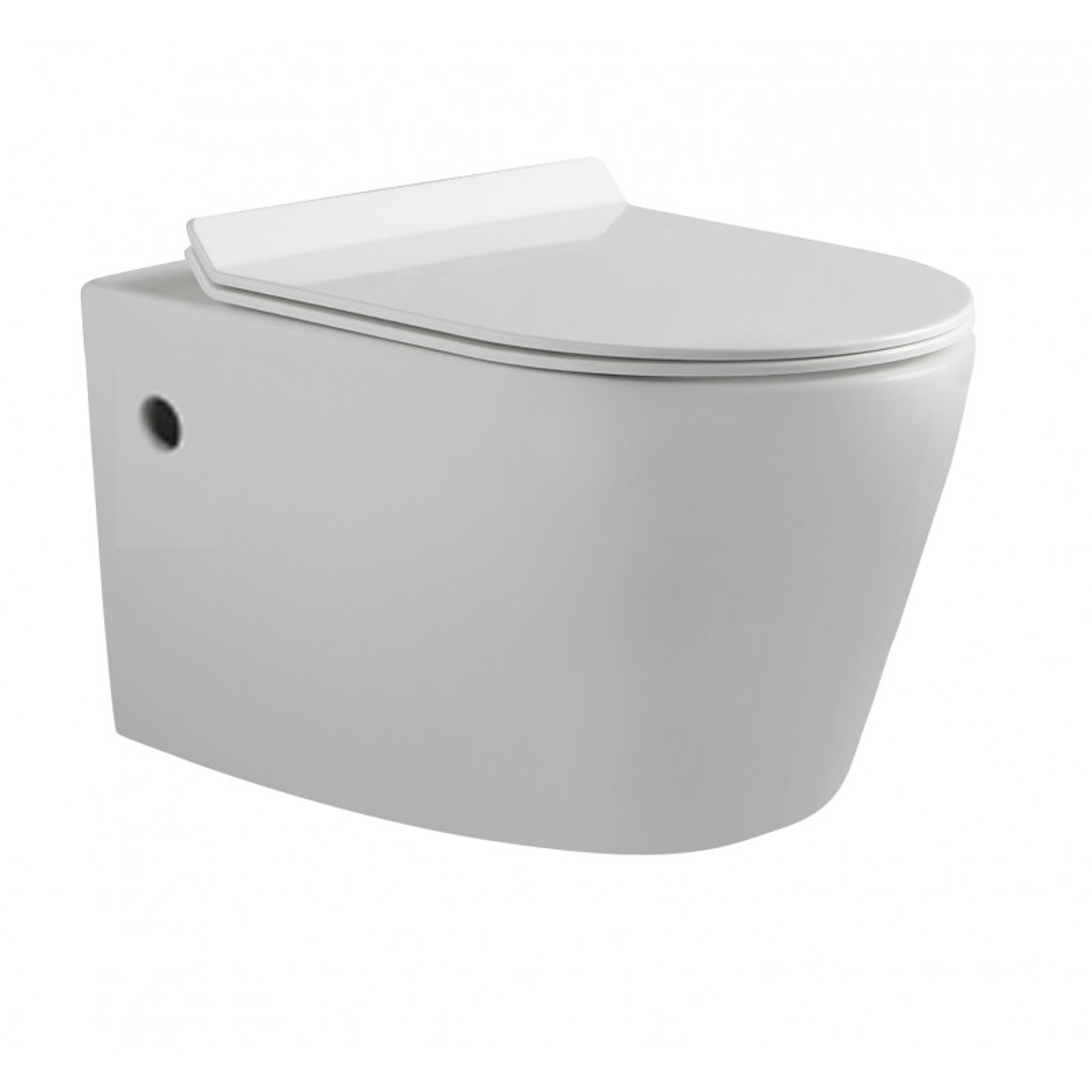 Belbagno Flay Wall Hung Pan P-Trap Soft Close Seat White