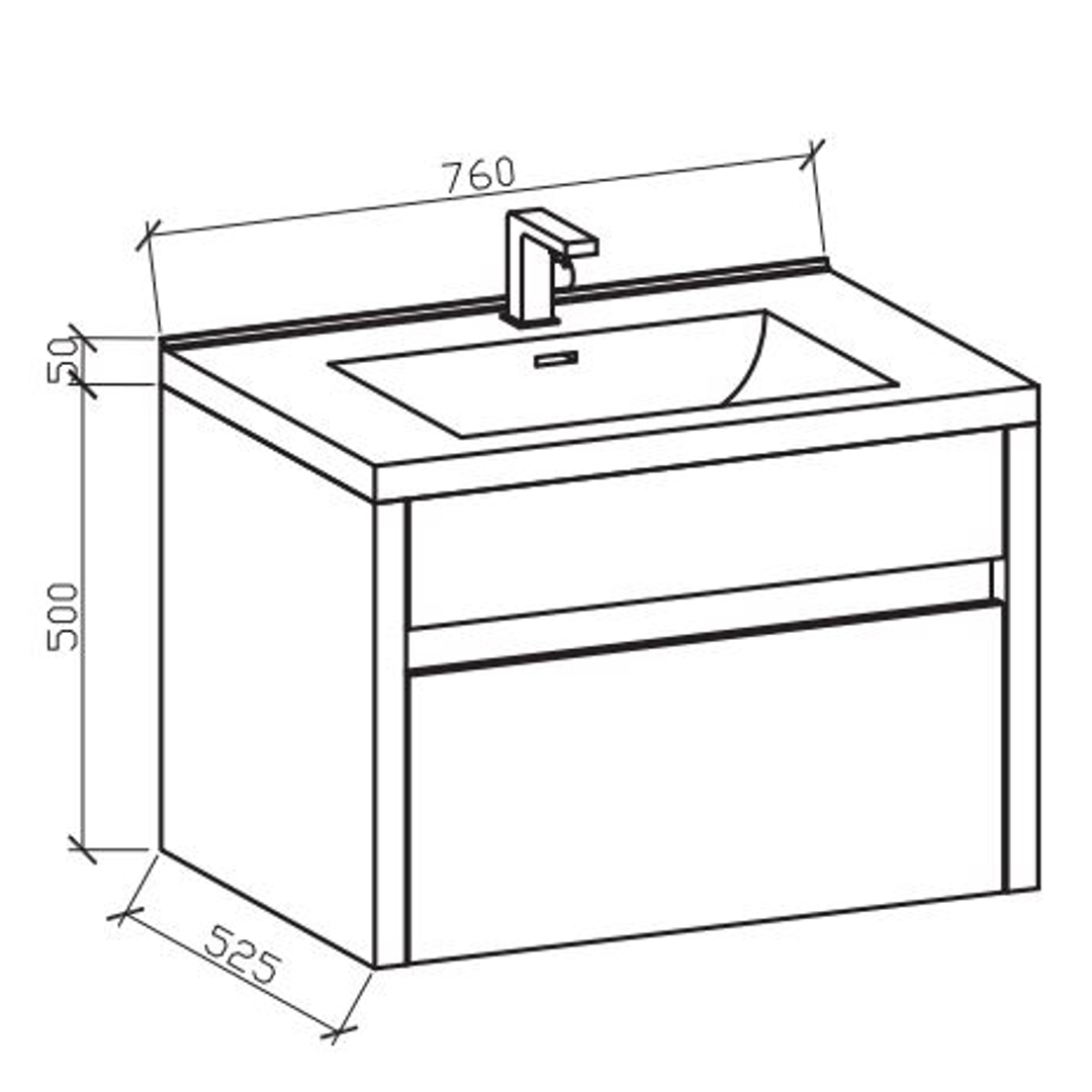 Belbagno Alexandra 760mm Wall Hung Vanity White Oak Alex-760-W-Wo