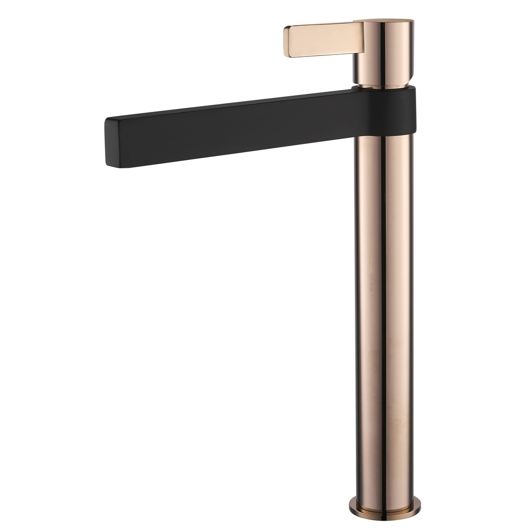 Bella Vista Vivo Oro Rosa Tall Basin Mixer Rose Gold / Black
