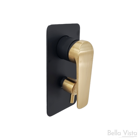 BELLA VISTA CELSIOR SHOWER FLICK MIXER WITH DIVERTER BLACK / BRUSHED GOLD