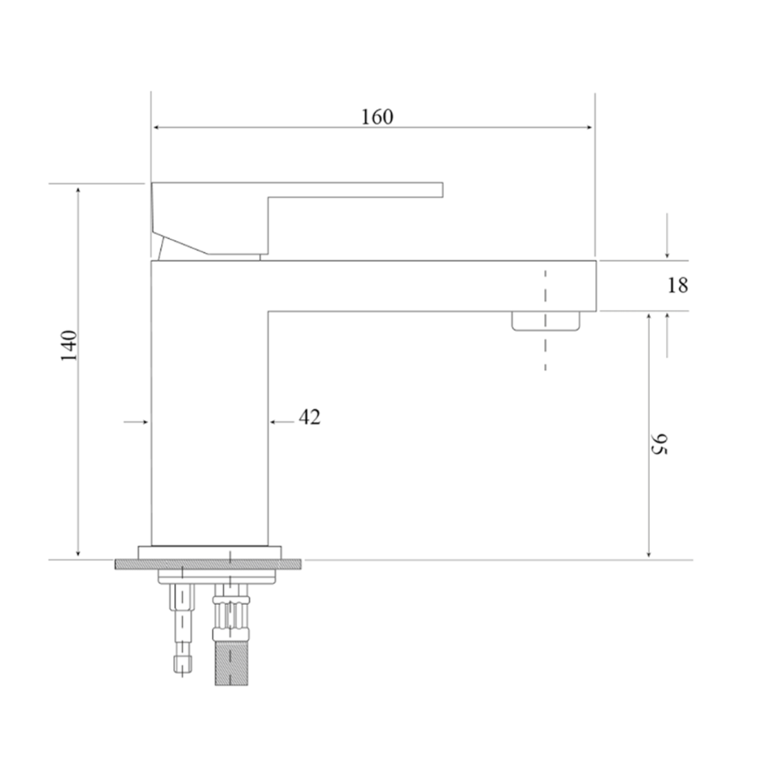 Bella Vista Deko Basin Mixer Square Chrome