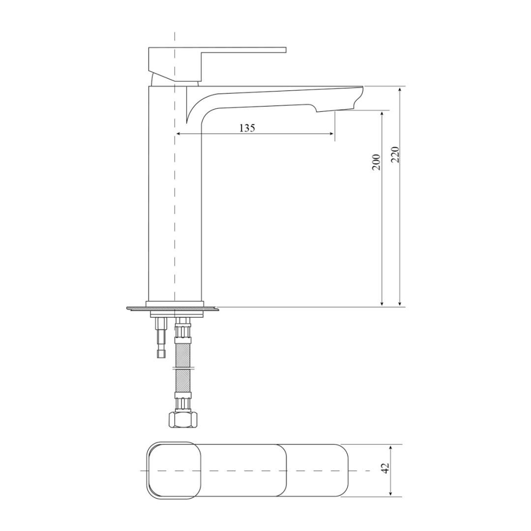 Bella Vista Mia Tall Basin Mixer Black