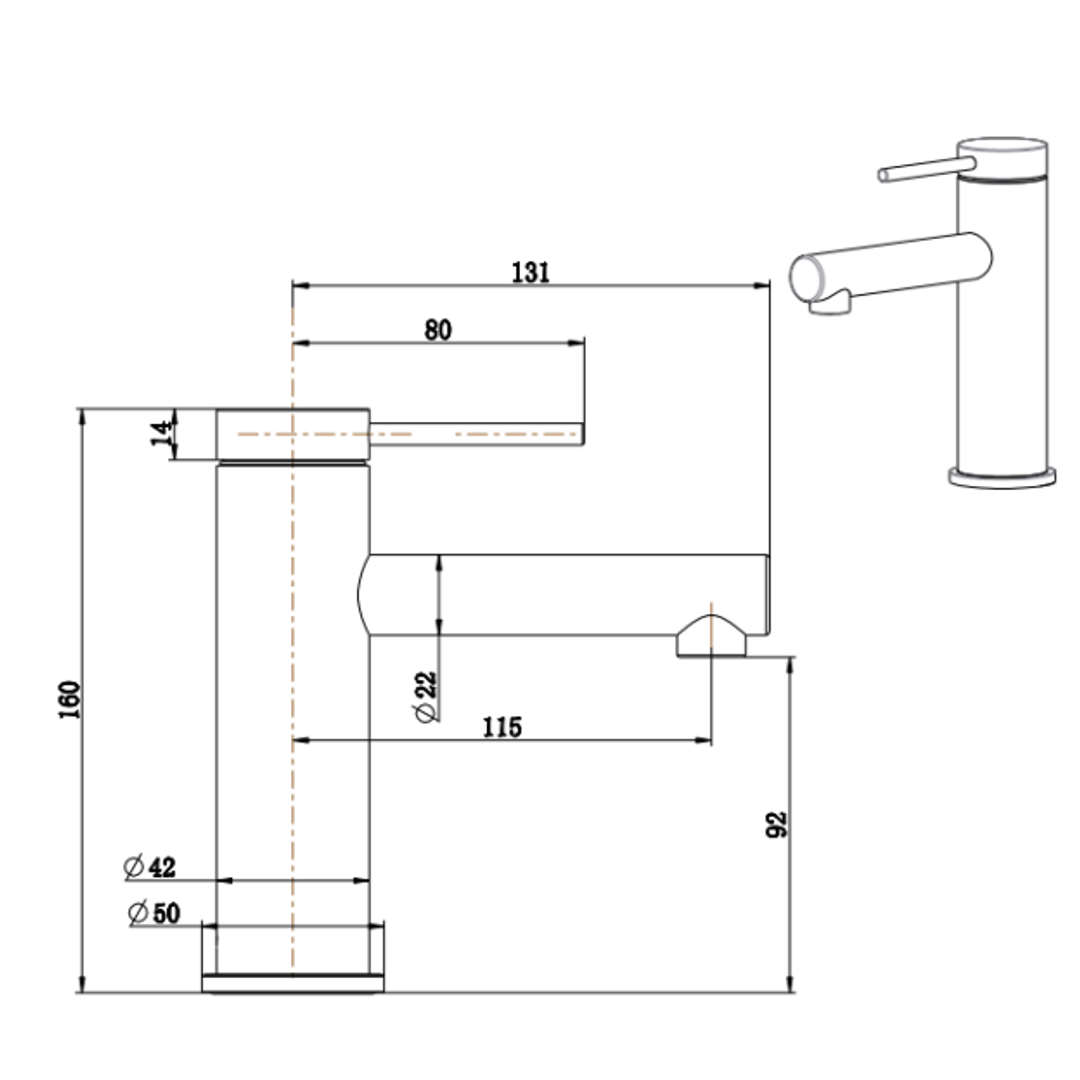 Bella Vista Mica Basin Mixer Straight Spout Chrome