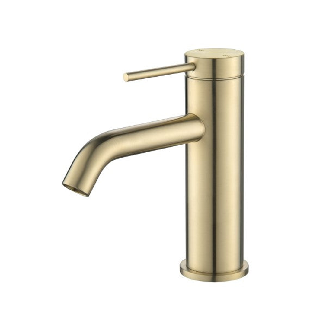 Bella Vista Mica Basin Mixer Curved Spout French Gold