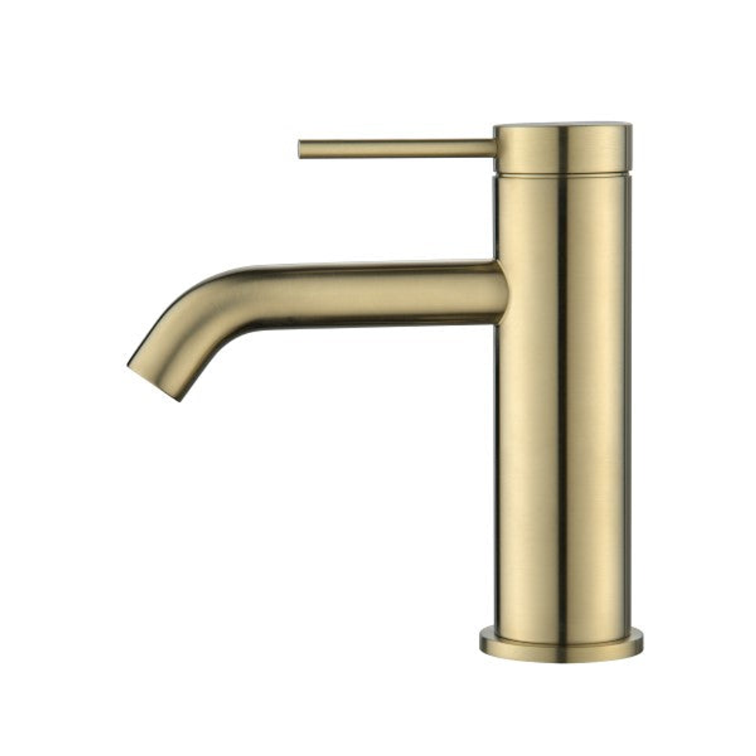 Bella Vista Mica Basin Mixer Curved Spout French Gold