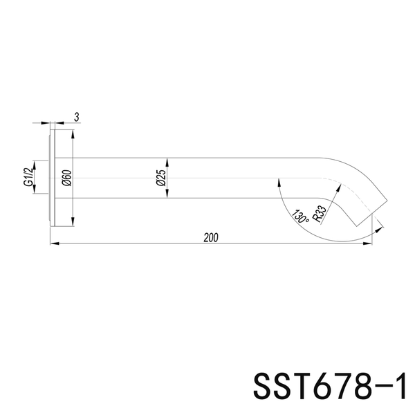 LINKWARE ELLE 316 200MM BATH SPOUT MIXER BRUSHED STAINLESS SST678B-1