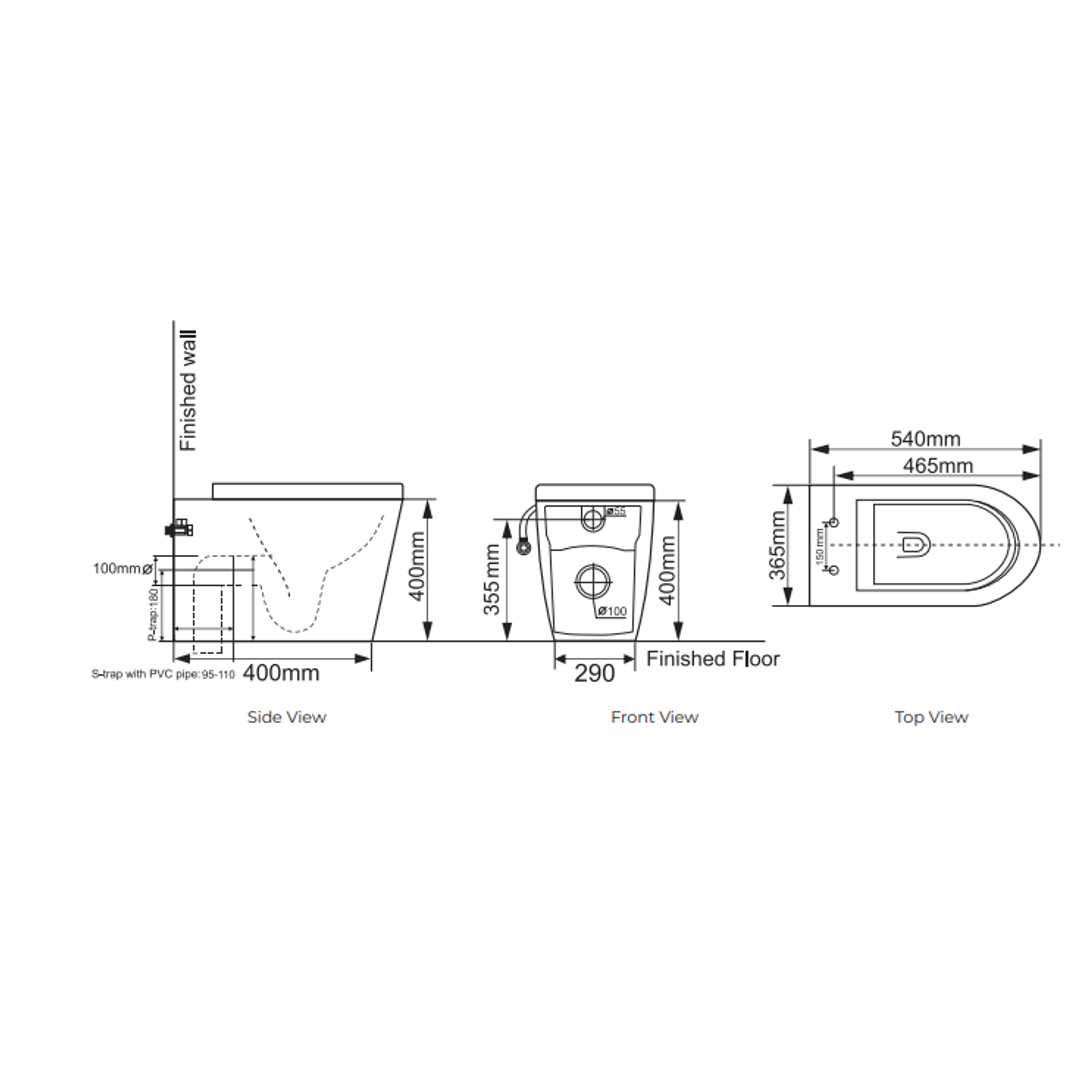 Belbagno Flay Rimless Nanoglaze Back To Wall Pan