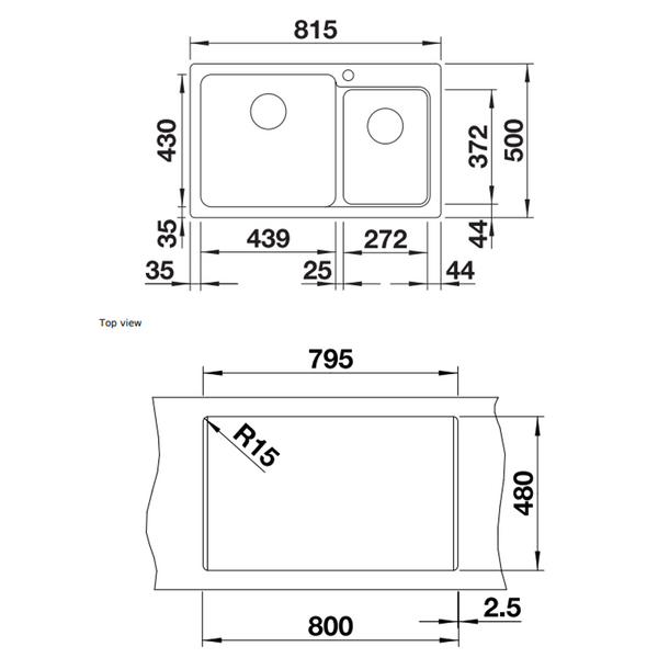 Blanco Naya8W Silgranit 1&1/2 Bowl Inset Sink No Drainer White