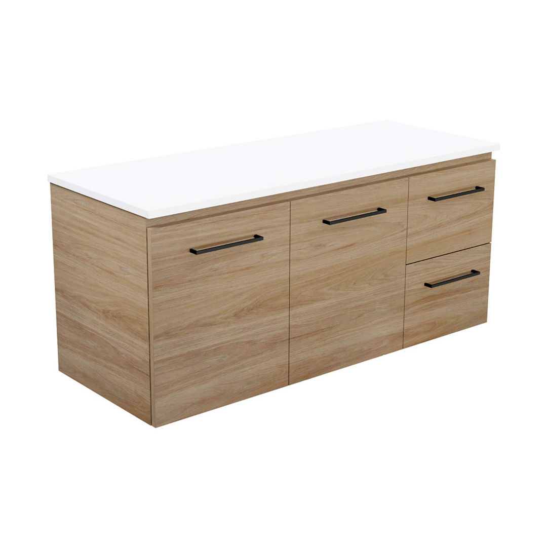 Fienza Carmen 1200 Dbl All Drawer Wall Hung Vanity Australian Hardwood Basin Not Inc