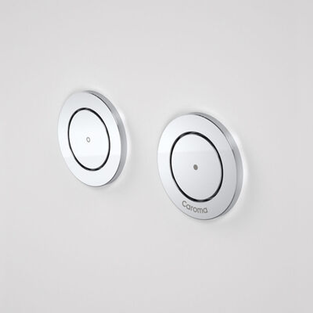 CAROMA INVISI II ROUND DUAL FLUSH CUSTOM BUTTONS SATIN