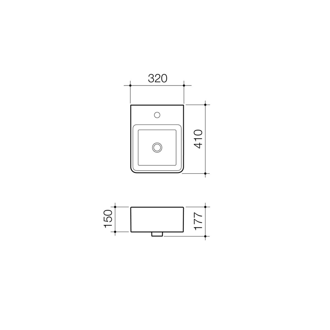 Caroma Cube Hand Wall Basin 320mm