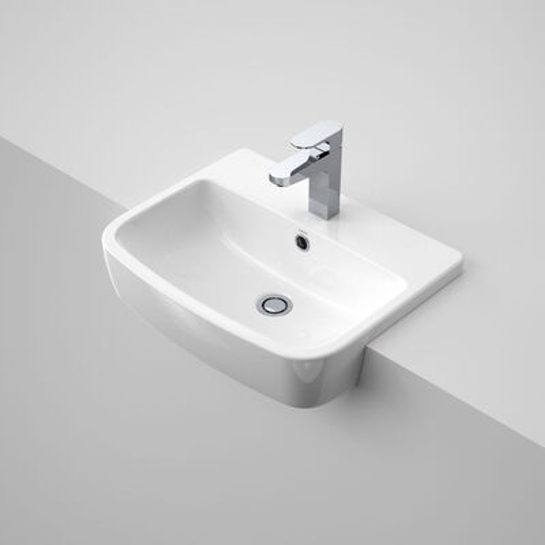 CAROMA URBANE SEMI RECESSED BASIN 1 Tap Hole WHITE