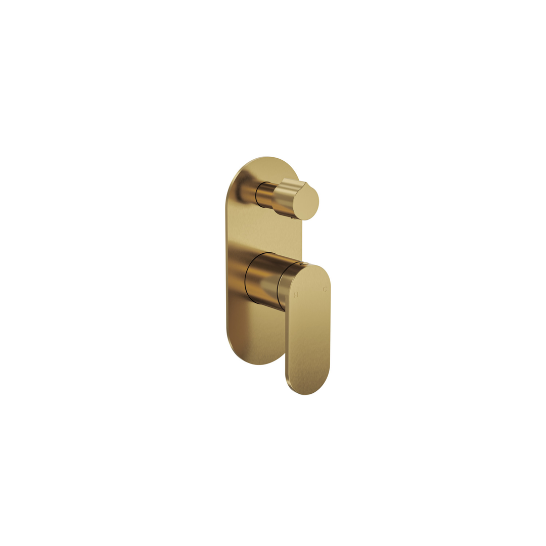 Linsol Capo 1-Plate Wall Mixer With Divertor - Brushed Brass