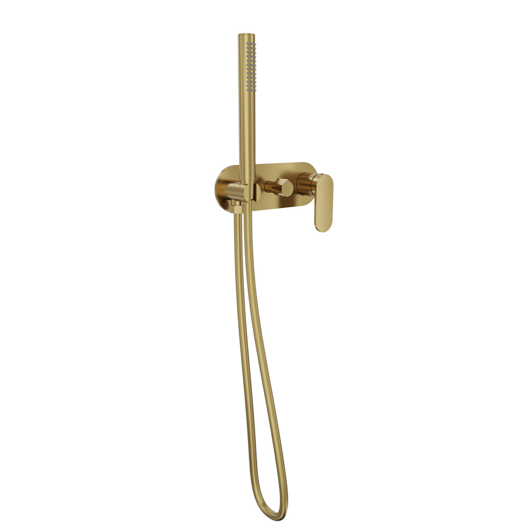 Linsol Capo 1-Plate Wall Mixer With Hand Shower - Brushed Brass