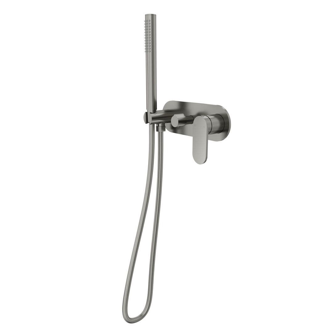 Linsol Capo 1-Plate Wall Mixer With Hand Shower Trim Kit - Gunmetal
