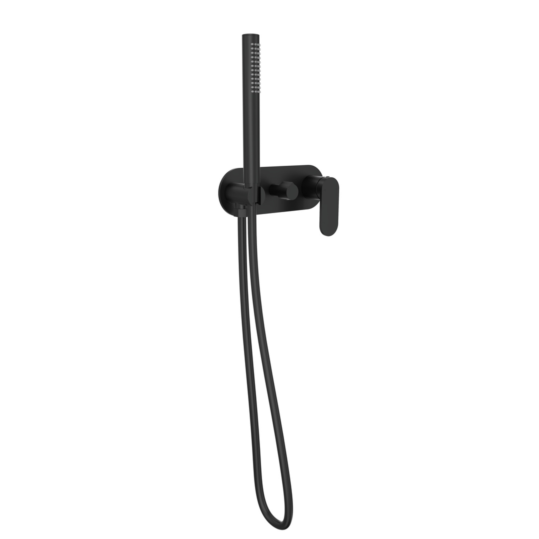 Linsol Capo 1-Plate Wall Mixer With Hand Shower Trim Kit - Matte Black