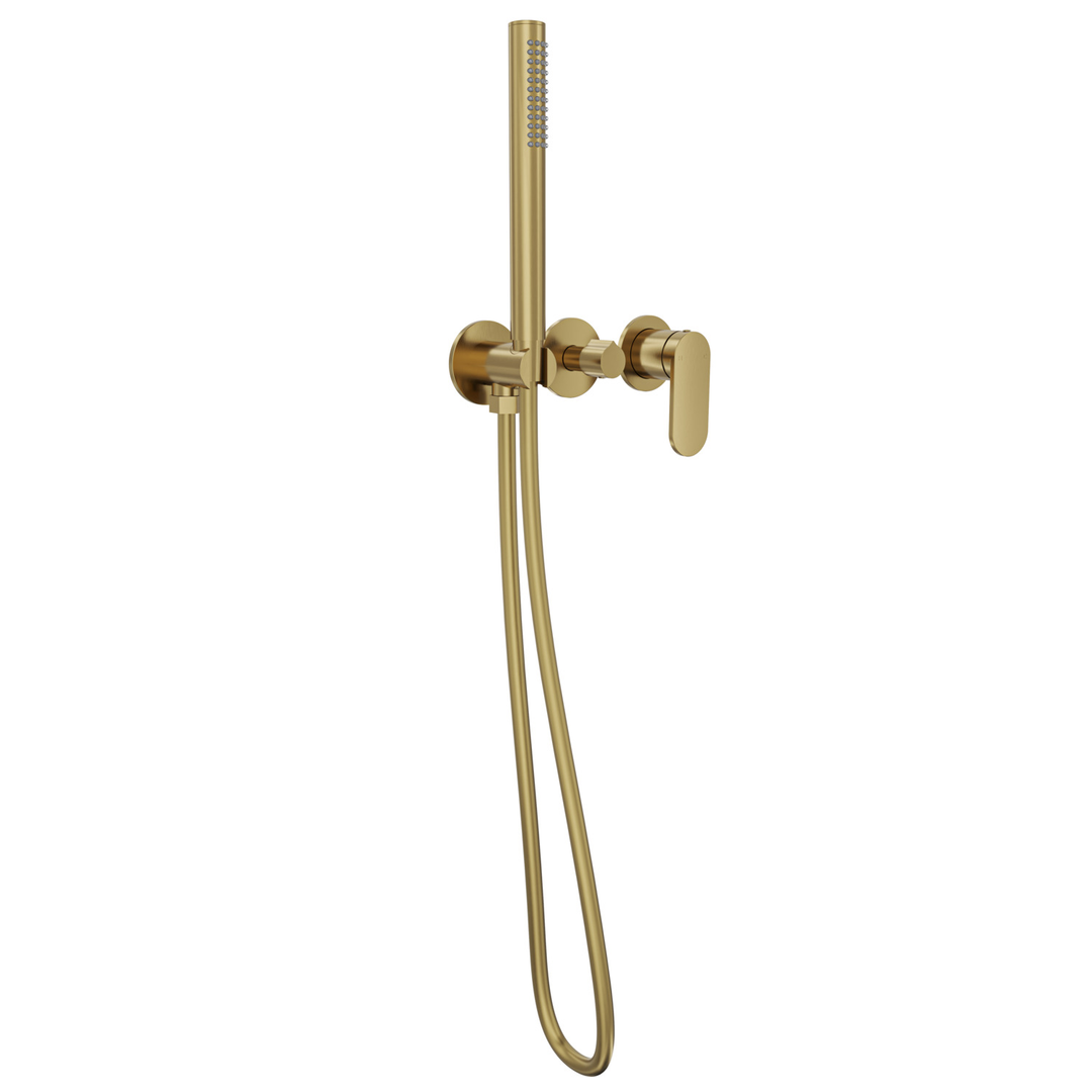 Linsol Capo 3-Plate Wall Mixer With Hand Shower Trim Kit - Brushed Brass