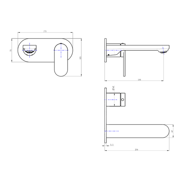 Capo 1-Plate Wall Basin or Bath Mixer Trim Kit - Brushed Brass