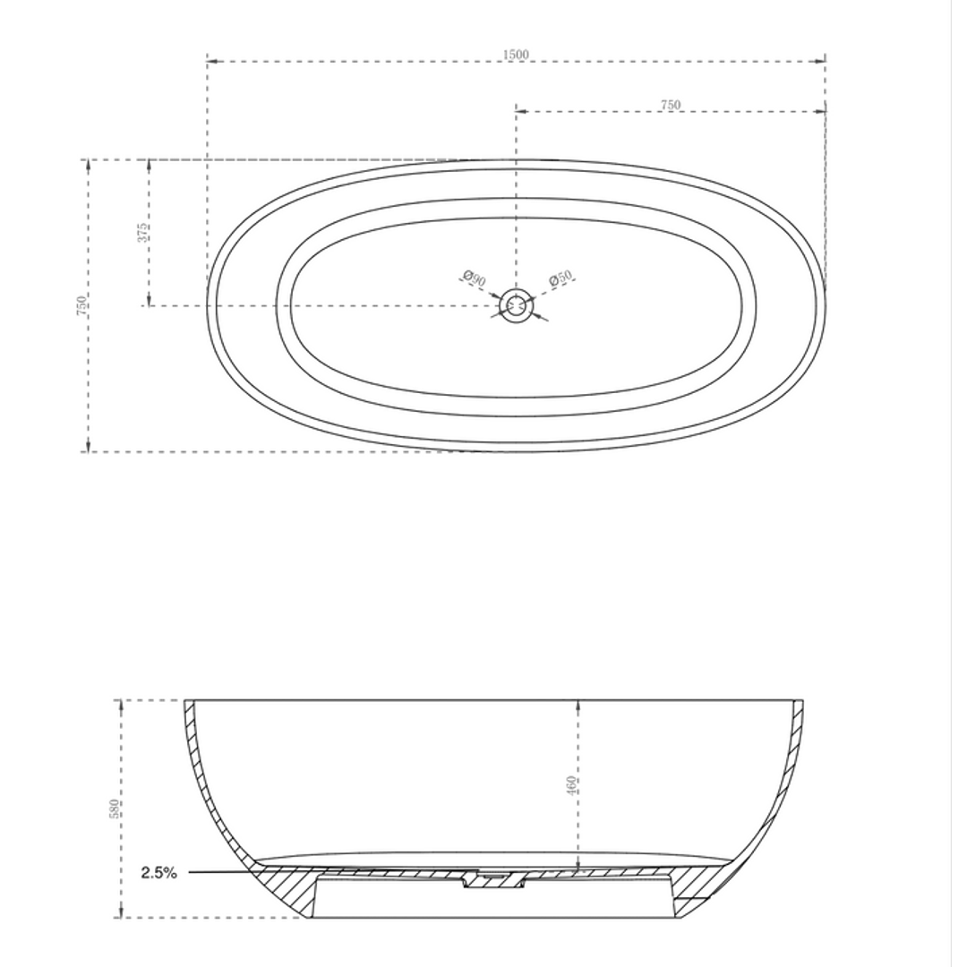 Cassa Design Wow 1500mm Translucency Resin Stone Bath Opal Yellow