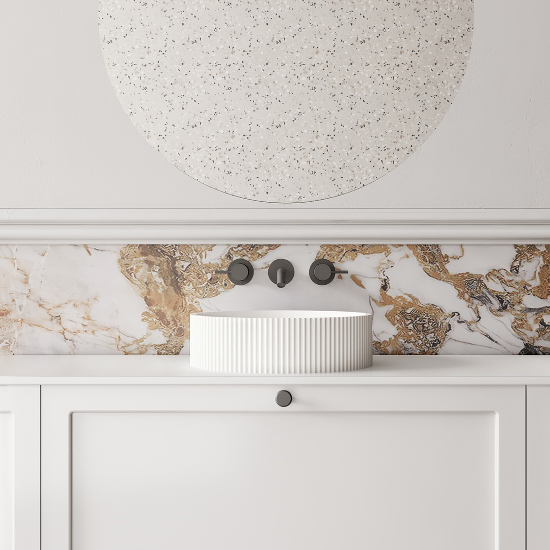 Cassa Design V-Groove Round Above Counter Basin Matte White