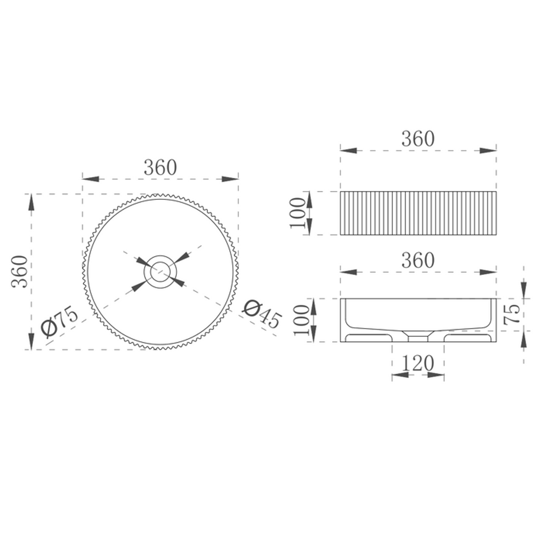 Cassa Design V-Groove Translucient Round Above Counter Basin Sky Blue