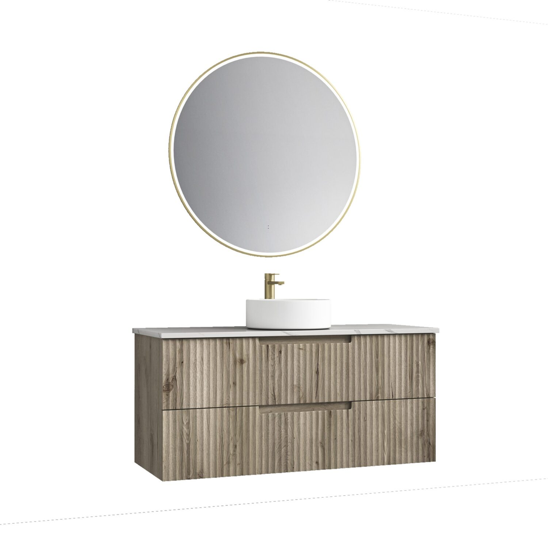 Aulic Tuscana Wall Hung Wave Groove Finger Pull Cabinet 1200X460X540Mm