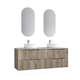 Aulic Tuscana Wall Hung Wave Groove Finger Pull Cabinet 1500 Sgl Bowl With Cato Flat Top