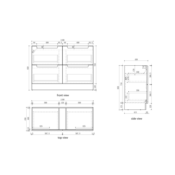 Aulic Lovina Tier Wall Hung Harvest Oak Fluted Cabinet 1200X460X425mm With Palis White Flat Stone Top