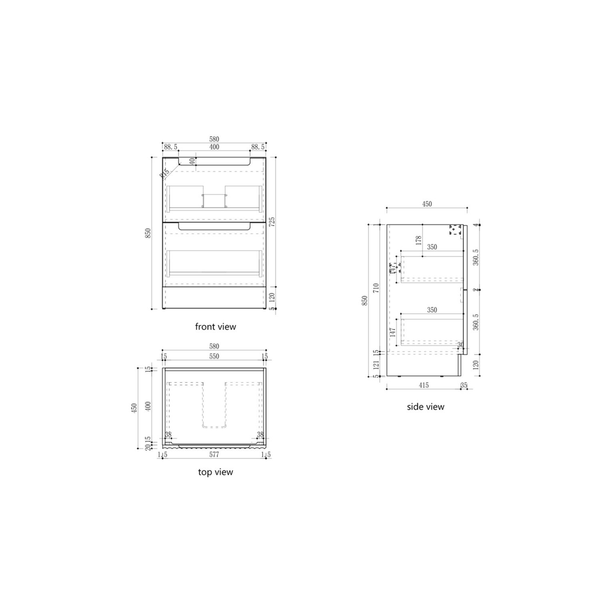 Aulic Lovina Tier Wall Hung Harvest Oak Fluted Cabinet 600X460X425mm With Alpine Flat Stone Top