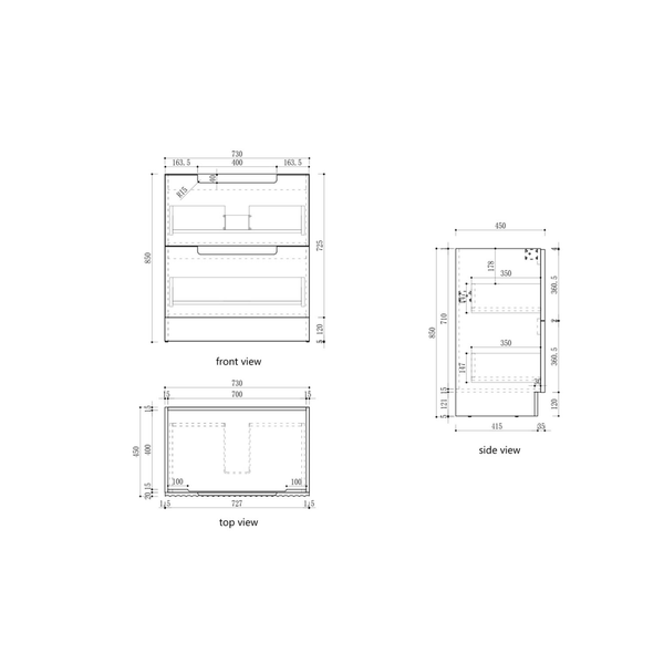 Aulic Lovina Floor Standing Harvest Oak Fluted Cabinet 750X460X425mm With Snow Undermount Stone Top
