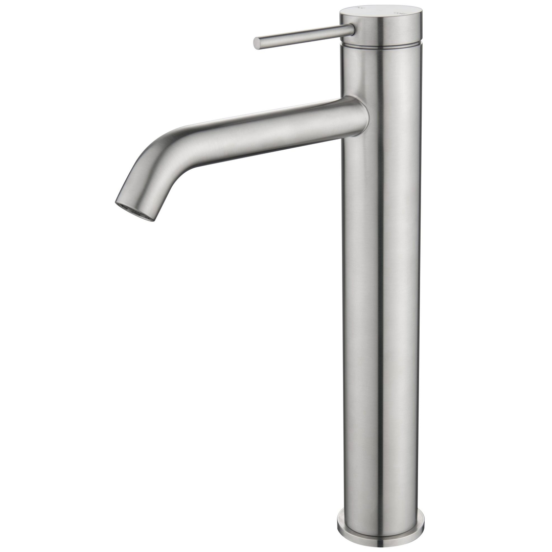 Bella Vista Mica Tall Basin Mixer Curved Spout Brushed Nickel