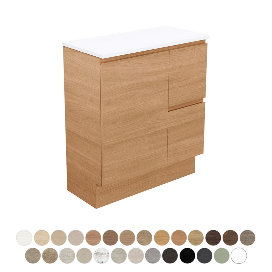 Fienza Carmen 750 Ensuite Floor Standing Vanity 1D/2Dr Ripple Top