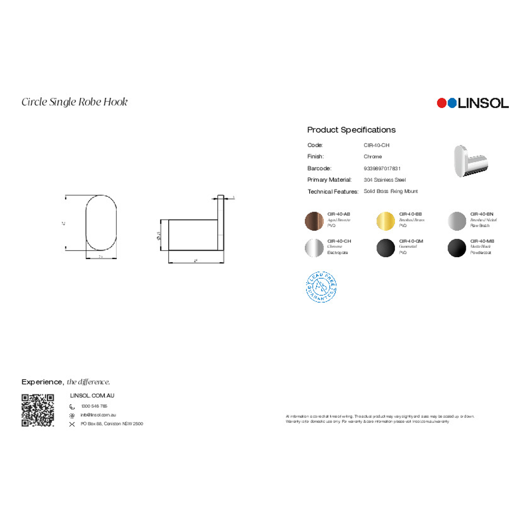 Linsol Circle Single Robe Hook Aged Bronze