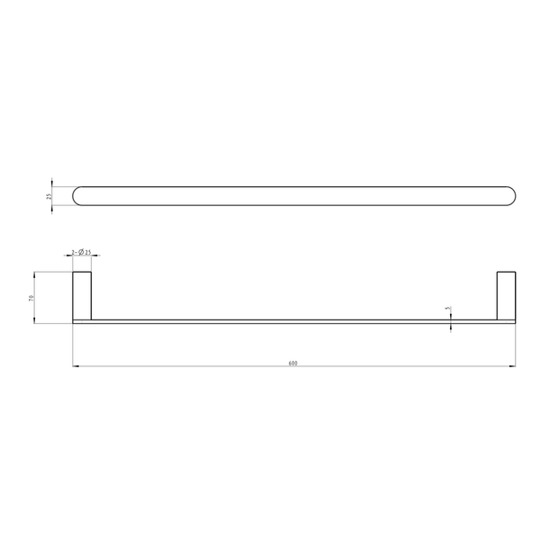 Linsol Circle 600Mm Single Towel Rail Aged Bronze